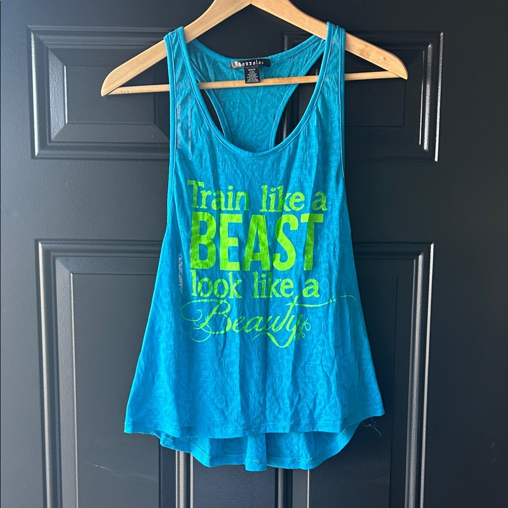 Bozzolo Blue and Lime Motivational Tank Top